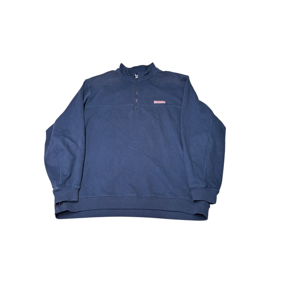 Vineyard Vines‎ Mens XXL Navy Blue Quarter Zip Pullover Sweatshirt Cotton Blend